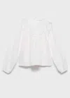 Mango Blouse With Lace Trim Details White In White