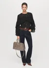 Mango Blouse With Perforated Embroidery And Ruffles Black In Black