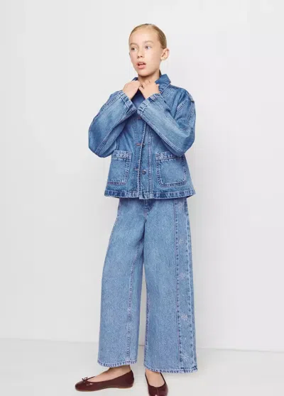 Mango Kids' Blouson En Jean Clouté In Bleu Foncé