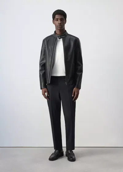 Mango Blouson Simili-cuir Fermeture Éclair In Noir