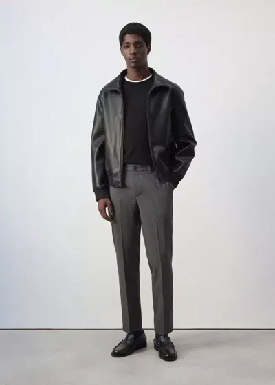 Mango Blouson Simili-cuir Fermeture Éclair In Noir