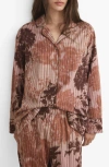 Mango Blurred Print Cotton Pajama Top In Brown