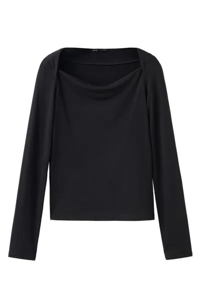 Mango Boat Neck Fitted T-shirt In Blue
