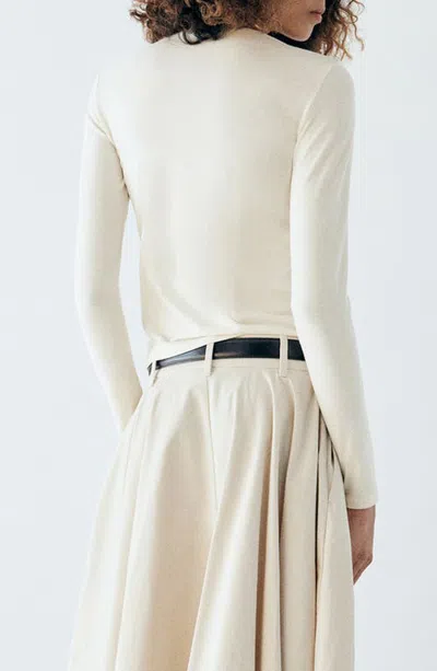 Mango Boat Neck Fitted T-shirt In White