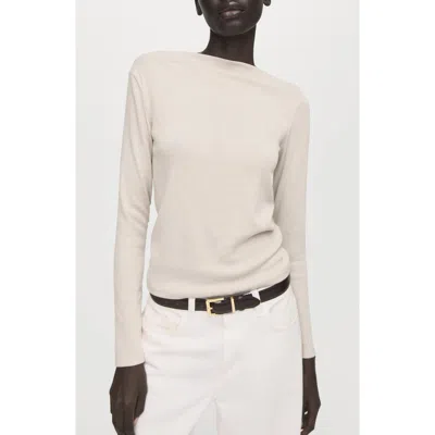Mango Boat Neck Long Sleeve T-shirt In Neutral
