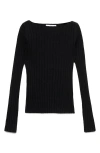 Mango Boat Neck Rib Sweater In Multi