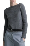 Mango Boat Neck Rib Sweater In Charcoal