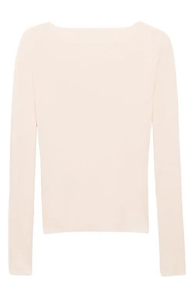 Mango Boat Neck Rib Sweater In Ecru