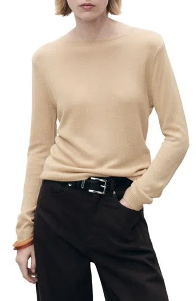 Mango Boat Neck Sweater In Brown