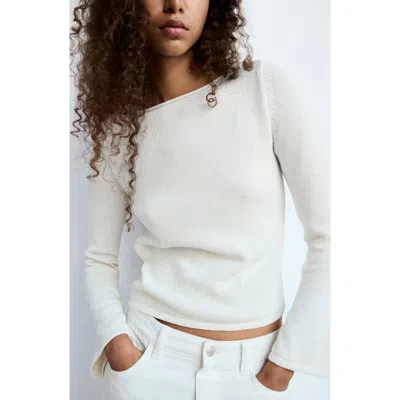 Mango Boat Neck Sweater In White