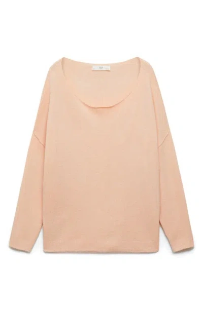 Mango Boat Neck Sweater In Light Pink