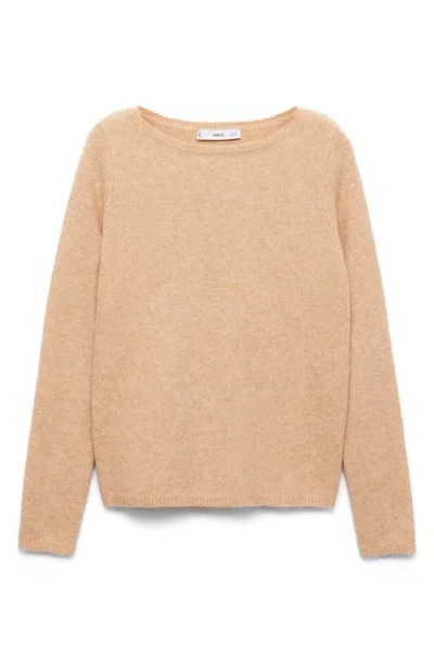 Mango Boatneck Sweater In Medium Brown