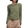 Mango Boatneck Top In Green