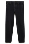 Mango Bob Long Straight Leg Jeans In Black Denim
