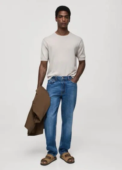 Mango Jean Bob Straight-fit In Bleu Foncé