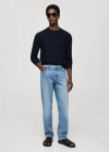 Mango Jean Bob Straight-fit In Bleu Moyen