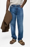 Mango Jean Bob Straight-fit In Dark Blue
