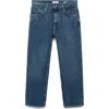 Mango Crop Tapered Jeans In Dark Blue