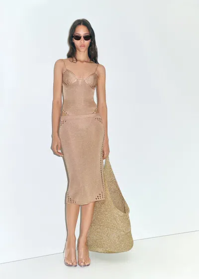Mango Body En Lurex Avec Détails Ajourés Or - Femme - M -