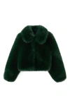 Mango Bola Faux Fur Jacket In Green