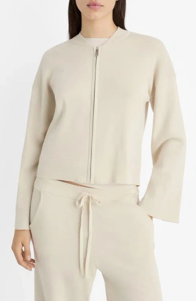 Mango Bomber Sweater Jacket In Light/pastel Grey