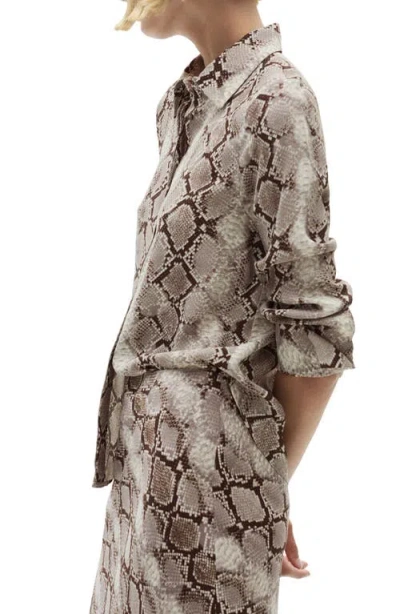 Mango Bombi Snakeskin Print Maxi Skirt In Brown