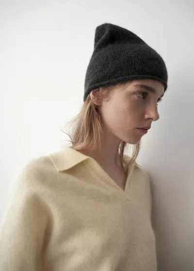 Mango Bonnet 100 % Cachemire In Gris Anthracite