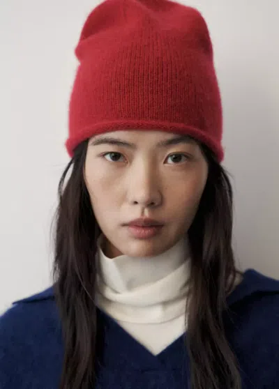 Mango Bonnet 100 % Cachemire In Rouge