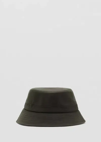 Mango Bonnet 100 % Coton Avec Visière In Kaki