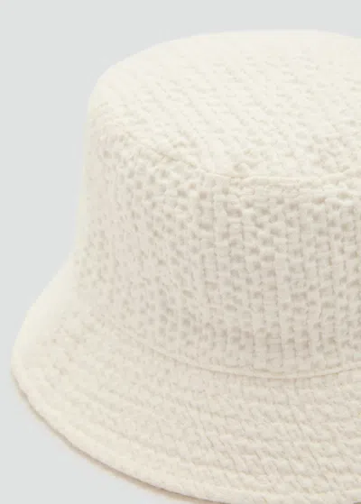 Mango Textured Cotton Bucket Hat Off White
