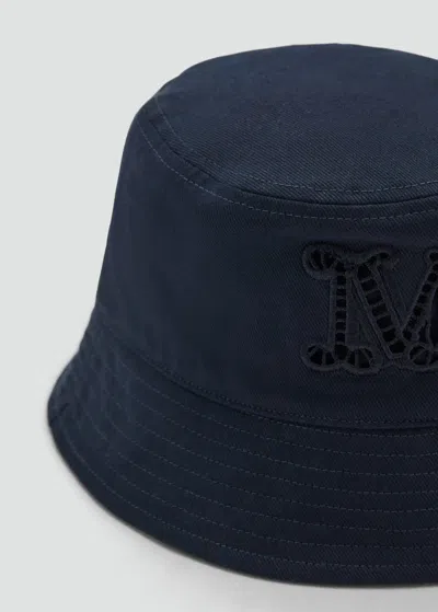 Mango Bucket Hat With Embroidered Lettering Navy