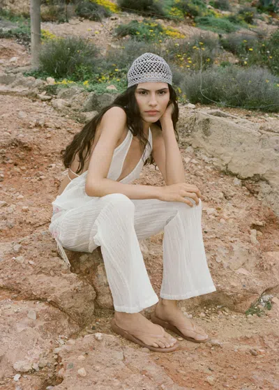 Mango Bonnet Crochet Gris - Femme - Taille Unique -