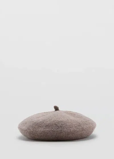 Mango Bonnet En Laine Mélangée In Marron Moyen