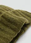 Mango Ribbed Knit Beanie Khaki