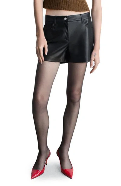 Mango Bonnie Faux Leather Shorts In Black