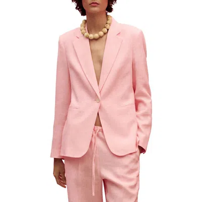 Mango Boreli Linen Blazer In Light/pastel Pink
