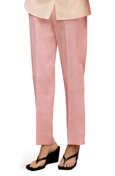 Mango Boreli Linen Pants In Light/pastel Pink