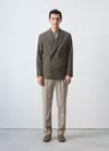 Mango Boston Regular-fit Double-breasted Suit Blazer In Medium Brown