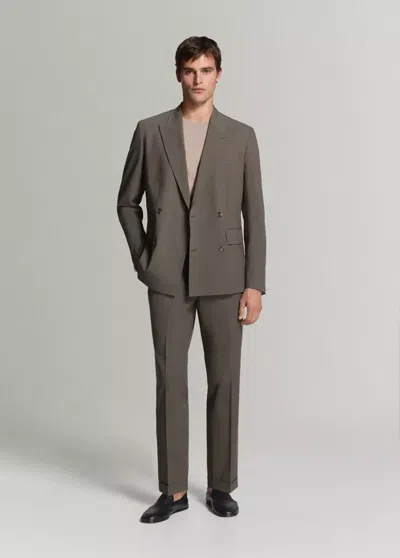 Mango Boston Regular-fit Suit Pants In Medium Brown