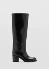 Mango Botte 100 % Cuir À Talon In Noir