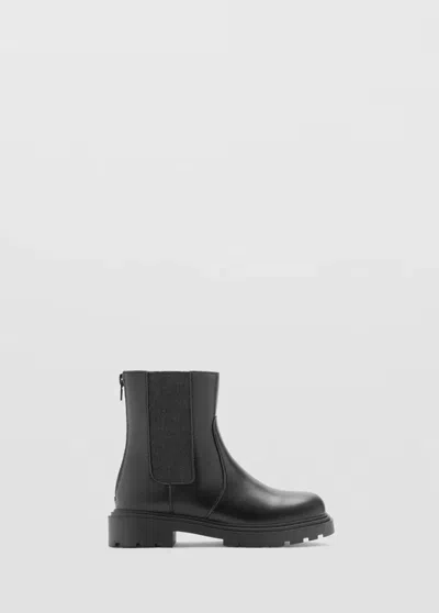 Mango Kids' Bottes Chelsea Effet Cuir In Noir
