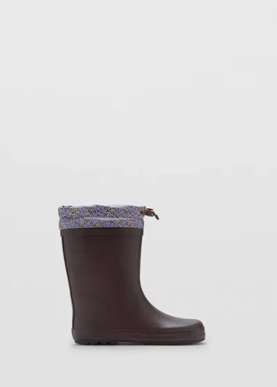 Mango Kids' Bottes De Pluie Détail Imprimé In Chocolat