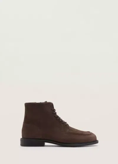 Mango Bottines 100 % Cuir Suédé In Blue