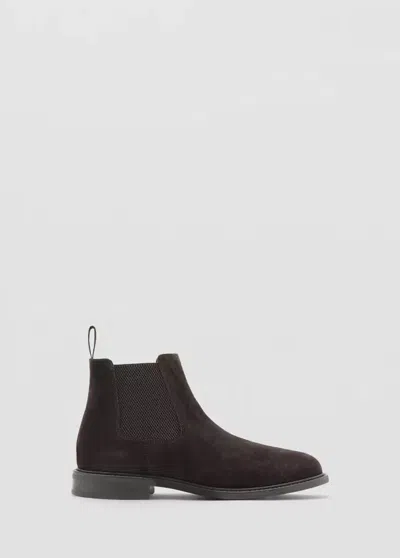 Mango Bottines Chelsea Daim In Chocolat