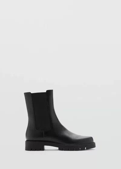 Mango Bottines Chelsea Semelle Track In Noir