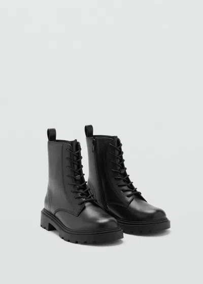 Mango Bottines Cuir Lacets Noir - Enfants - 38 -  Kids In Black