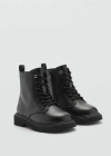 MANGO LEATHER LACE-UP BOOTS BLACK