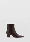 Mango Bottines Cuir Talon Bloc In Chocolat