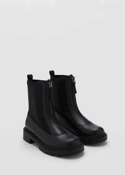 Mango Bottines Cuir Zip Noir - Enfants - 39 -  Kids In Black