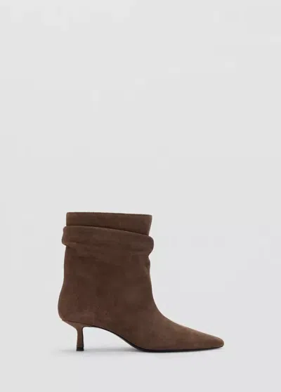 Mango Bottines Daim Talon Kitten In Chocolat